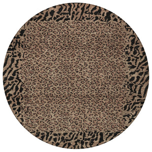 HomeRoots 5' Bold Brown Animal Print Area Rug for Indoor & Outdoor Use – Durable, Washable & Stylish Design 8' Round 607634