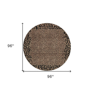 HomeRoots 5' Bold Brown Animal Print Area Rug for Indoor & Outdoor Use – Durable, Washable & Stylish Design 8' Round 607634