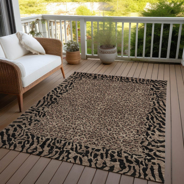 HomeRoots 5' Bold Brown Animal Print Area Rug for Indoor & Outdoor Use – Durable, Washable & Stylish Design 9' X 12' 607636