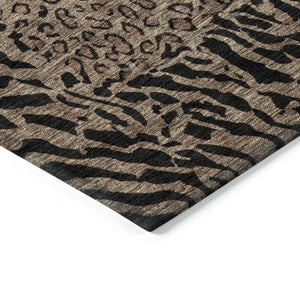HomeRoots 5' Bold Brown Animal Print Area Rug for Indoor & Outdoor Use – Durable, Washable & Stylish Design 9' X 12' 607636