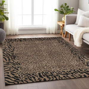 HomeRoots 5' Bold Brown Animal Print Area Rug for Indoor & Outdoor Use – Durable, Washable & Stylish Design 9' X 12' 607636