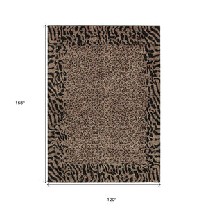 HomeRoots 5' Bold Brown Animal Print Area Rug for Indoor & Outdoor Use – Durable, Washable & Stylish Design 10' X 14' 607637