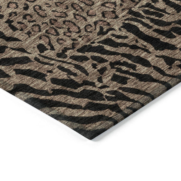 HomeRoots 5' Bold Brown Animal Print Area Rug for Indoor & Outdoor Use – Durable, Washable & Stylish Design 10' X 14' 607637