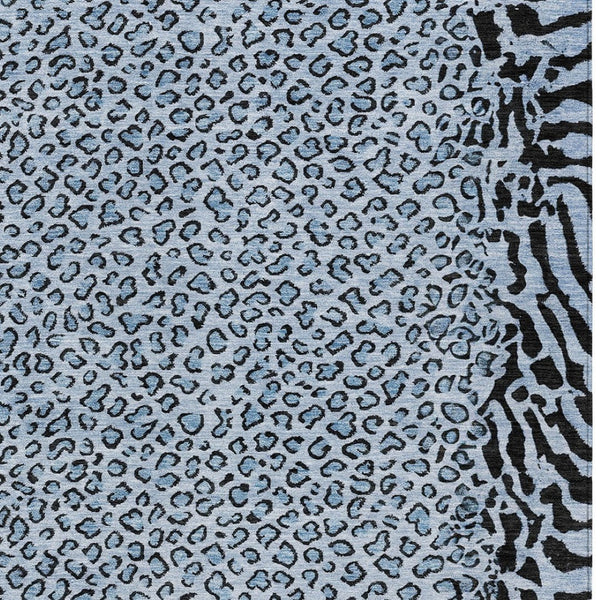 HomeRoots 5' Blue Animal Print Washable Area Rug - Stylish, Durable Accent for Indoor and Outdoor Spaces 5' X 8' 607639