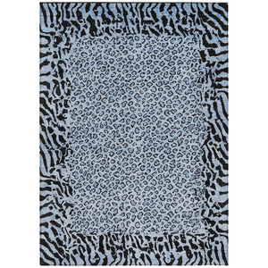 HomeRoots 5' Blue Animal Print Washable Area Rug - Stylish, Durable Accent for Indoor and Outdoor Spaces 5' X 8' 607639