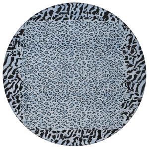 HomeRoots 5' Blue Animal Print Washable Area Rug - Stylish, Durable Accent for Indoor and Outdoor Spaces 8' Round 607640