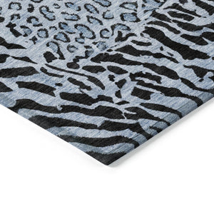 HomeRoots 5' Blue Animal Print Washable Area Rug - Stylish, Durable Accent for Indoor and Outdoor Spaces 8' X 10' 607641