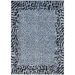 HomeRoots 5' Blue Animal Print Washable Area Rug - Stylish, Durable Accent for Indoor and Outdoor Spaces 9' X 12' 607642