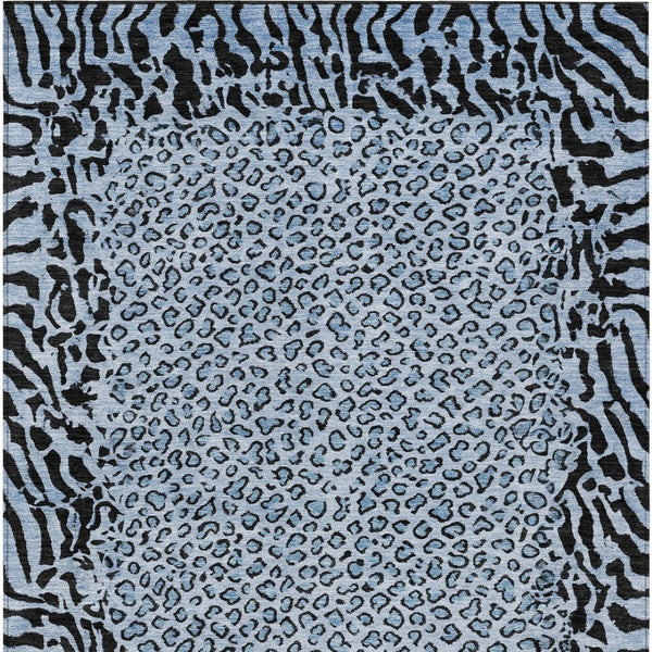 HomeRoots 5' Blue Animal Print Washable Area Rug - Stylish, Durable Accent for Indoor and Outdoor Spaces 10' X 14' 607643