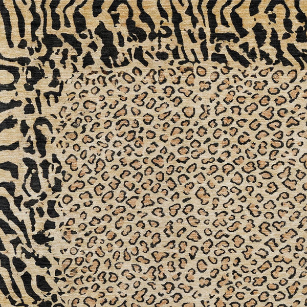 HomeRoots 5' Gold Animal Print Area Rug - Stylish, Durable, Machine Washable for Indoor and Outdoor Spaces 5' X 8' 607645