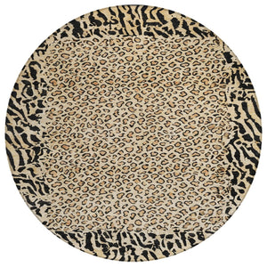 HomeRoots 5' Gold Animal Print Area Rug - Stylish, Durable, Machine Washable for Indoor and Outdoor Spaces 8' Round 607646