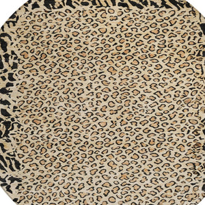 HomeRoots 5' Gold Animal Print Area Rug - Stylish, Durable, Machine Washable for Indoor and Outdoor Spaces 8' Round 607646