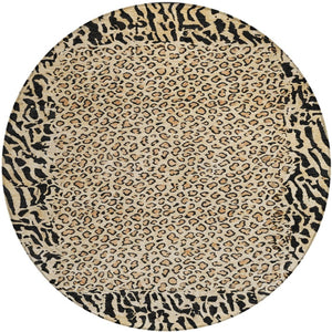 HomeRoots 5' Gold Animal Print Area Rug - Stylish, Durable, Machine Washable for Indoor and Outdoor Spaces 8' Round 607646