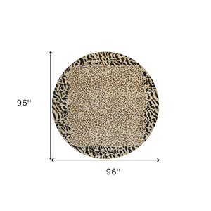 HomeRoots 5' Gold Animal Print Area Rug - Stylish, Durable, Machine Washable for Indoor and Outdoor Spaces 8' Round 607646