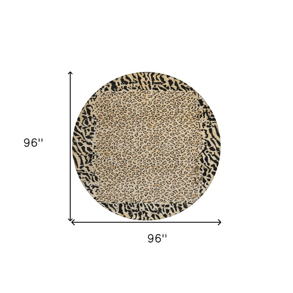 HomeRoots 5' Gold Animal Print Area Rug - Stylish, Durable, Machine Washable for Indoor and Outdoor Spaces 8' Round 607646