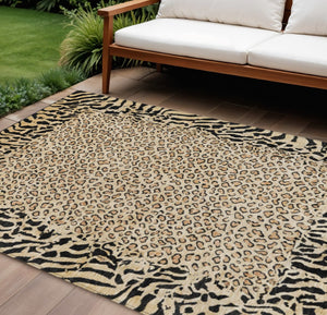 HomeRoots 5' Gold Animal Print Area Rug - Stylish, Durable, Machine Washable for Indoor and Outdoor Spaces 8' X 10' 607647