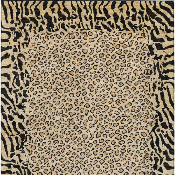 HomeRoots 5' Gold Animal Print Area Rug - Stylish, Durable, Machine Washable for Indoor and Outdoor Spaces 8' X 10' 607647
