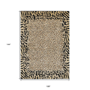 HomeRoots 5' Gold Animal Print Area Rug - Stylish, Durable, Machine Washable for Indoor and Outdoor Spaces 9' X 12' 607648