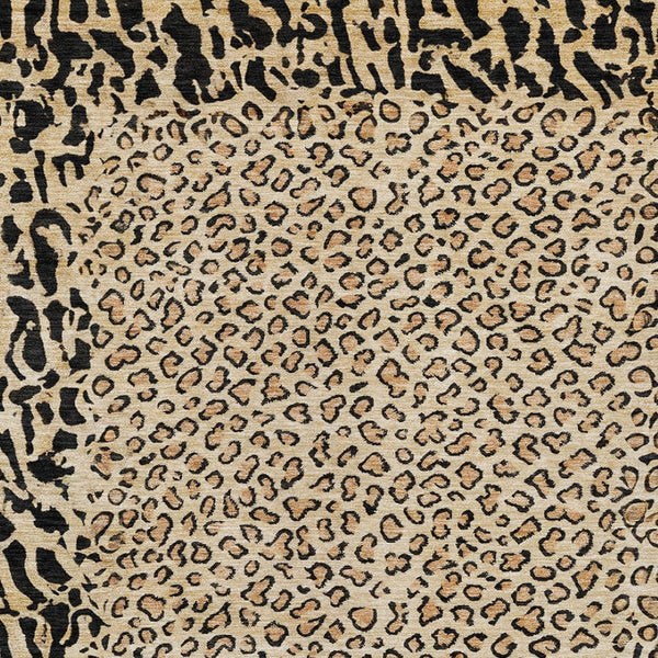 HomeRoots 5' Gold Animal Print Area Rug - Stylish, Durable, Machine Washable for Indoor and Outdoor Spaces 9' X 12' 607648