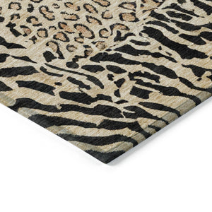 HomeRoots 5' Gold Animal Print Area Rug - Stylish, Durable, Machine Washable for Indoor and Outdoor Spaces 9' X 12' 607648