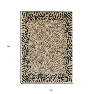 HomeRoots 5' Gold Animal Print Area Rug - Stylish, Durable, Machine Washable for Indoor and Outdoor Spaces 10' X 14' 607649