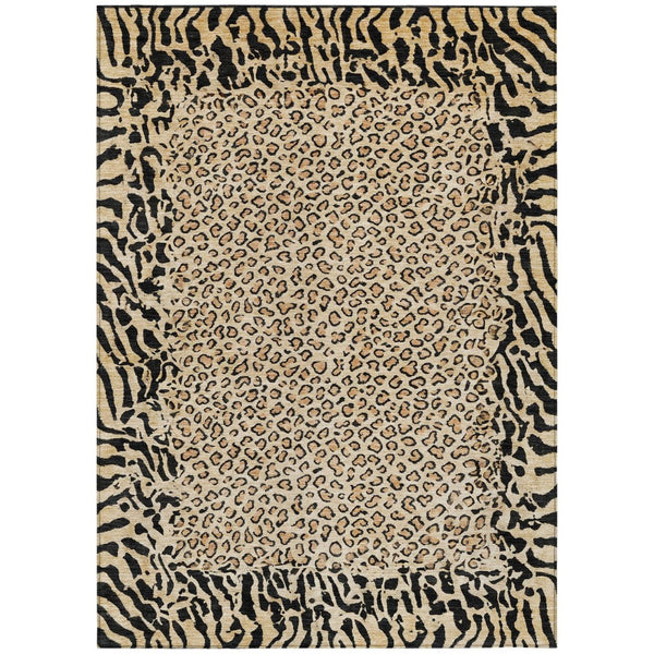 HomeRoots 5' Gold Animal Print Area Rug - Stylish, Durable, Machine Washable for Indoor and Outdoor Spaces 10' X 14' 607649