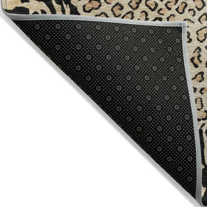 HomeRoots 5' Gold Animal Print Area Rug - Stylish, Durable, Machine Washable for Indoor and Outdoor Spaces 10' X 14' 607649