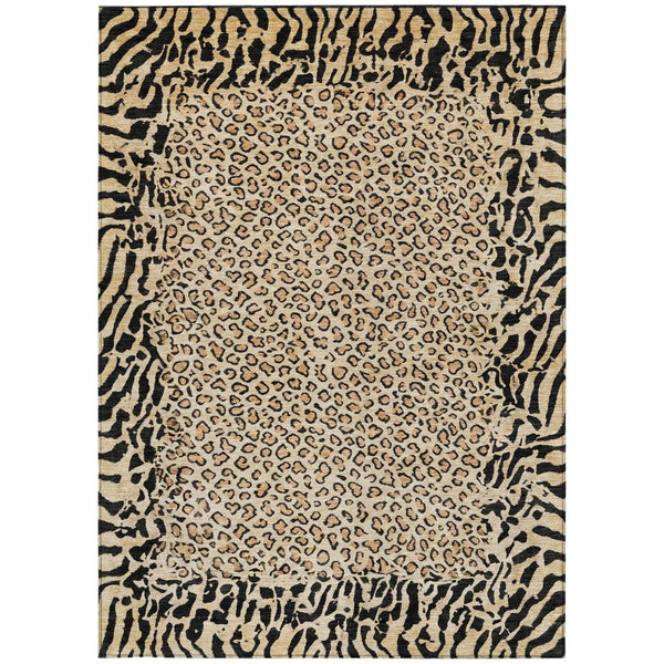 HomeRoots 5' Gold Animal Print Area Rug - Stylish, Durable, Machine Washable for Indoor and Outdoor Spaces 10' X 14' 607649