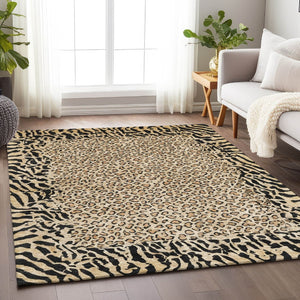HomeRoots 5' Gold Animal Print Area Rug - Stylish, Durable, Machine Washable for Indoor and Outdoor Spaces 10' X 14' 607649