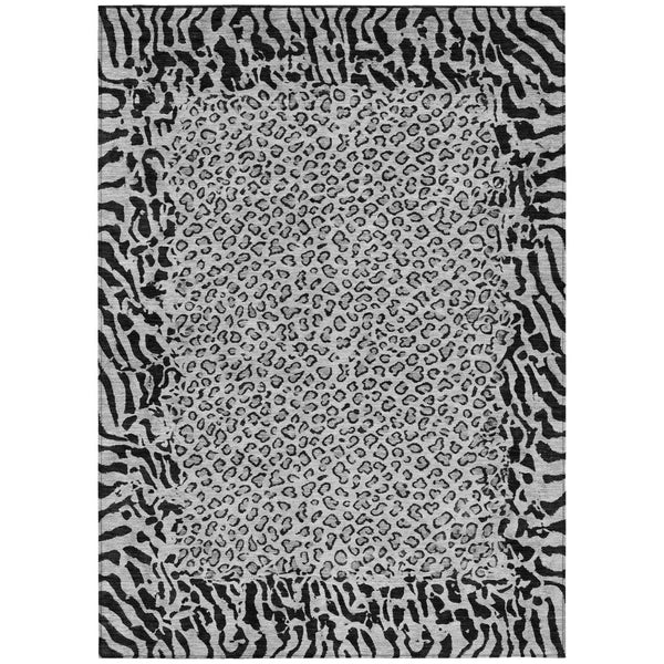 HomeRoots 5' Gray Animal Print Washable Area Rug - Stylish, Durable, and Easy-Clean for Indoor/Outdoor Use 5' X 8' 607651