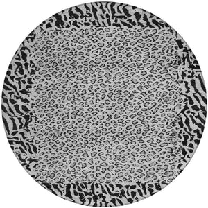 HomeRoots 5' Gray Animal Print Washable Area Rug - Stylish, Durable, and Easy-Clean for Indoor/Outdoor Use 8' Round 607652