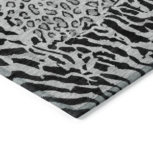 HomeRoots 5' Gray Animal Print Washable Area Rug - Stylish, Durable, and Easy-Clean for Indoor/Outdoor Use 9' X 12' 607654