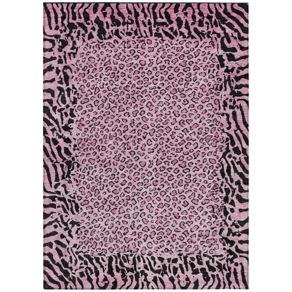 HomeRoots 5' Pink Animal Print Rug - Stylish Washable Indoor/Outdoor Area Rug for Modern Homes & Patios 5' X 8' 607657