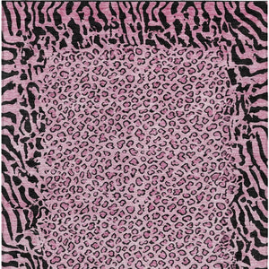 HomeRoots 5' Pink Animal Print Rug - Stylish Washable Indoor/Outdoor Area Rug for Modern Homes & Patios 5' X 8' 607657