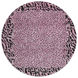 HomeRoots 5' Pink Animal Print Rug - Stylish Washable Indoor/Outdoor Area Rug for Modern Homes & Patios 8' Round 607658