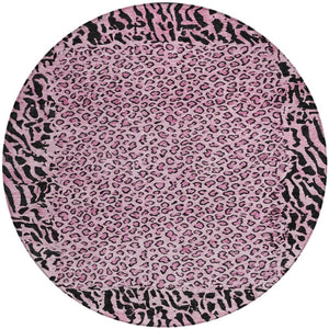 HomeRoots 5' Pink Animal Print Rug - Stylish Washable Indoor/Outdoor Area Rug for Modern Homes & Patios 8' Round 607658