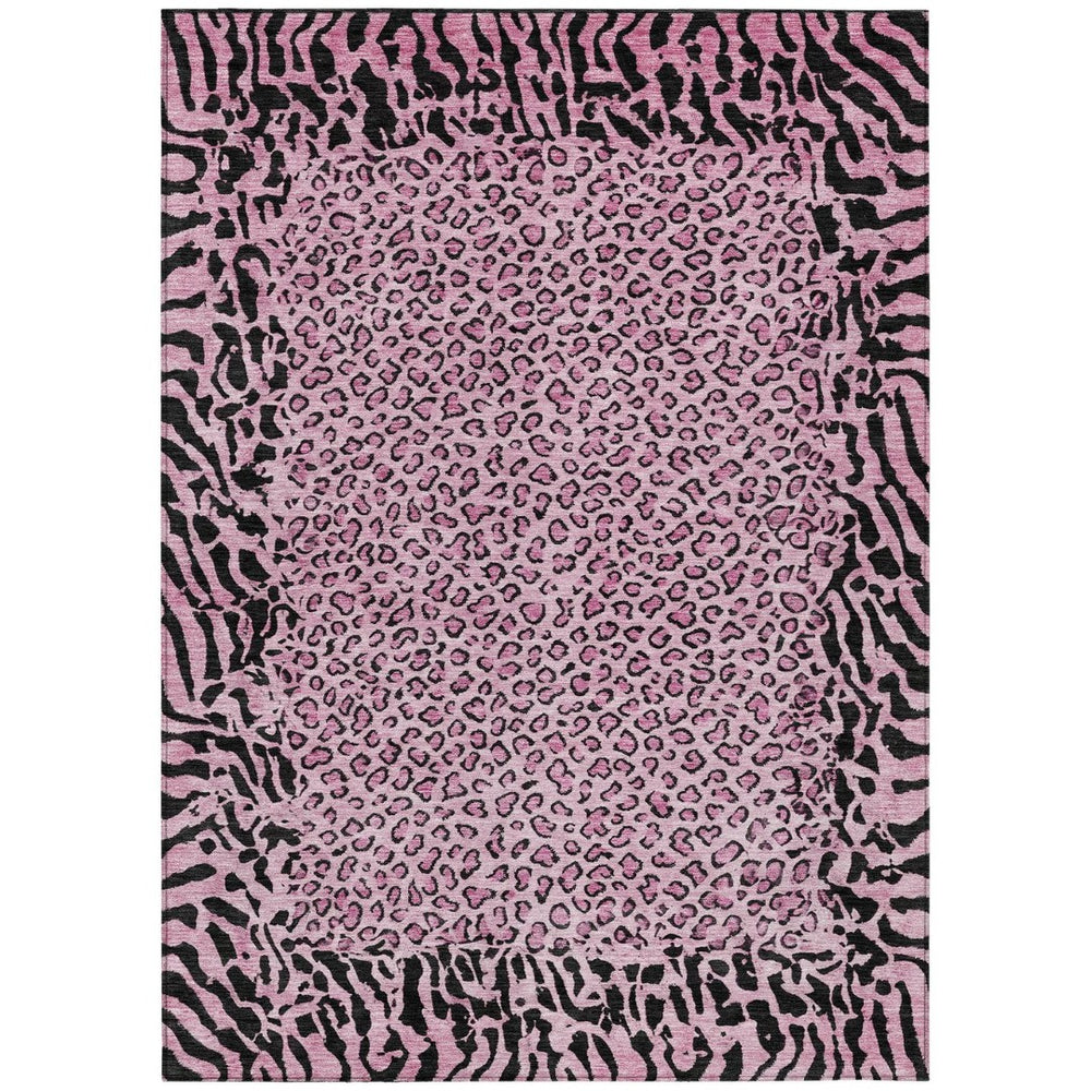 HomeRoots 5' Pink Animal Print Rug - Stylish Washable Indoor/Outdoor Area Rug for Modern Homes & Patios 8' X 10' 607659