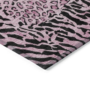 HomeRoots 5' Pink Animal Print Rug - Stylish Washable Indoor/Outdoor Area Rug for Modern Homes & Patios 8' X 10' 607659