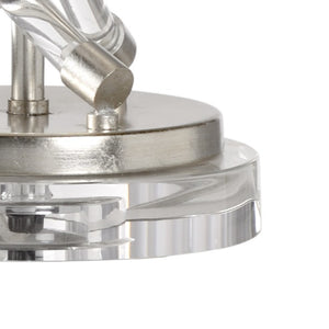 Wildwood Trifecta Sculptural Table Lamp With Three Curved Acrylic Rods And Antique Silver Leaf Accents, 34" 60766