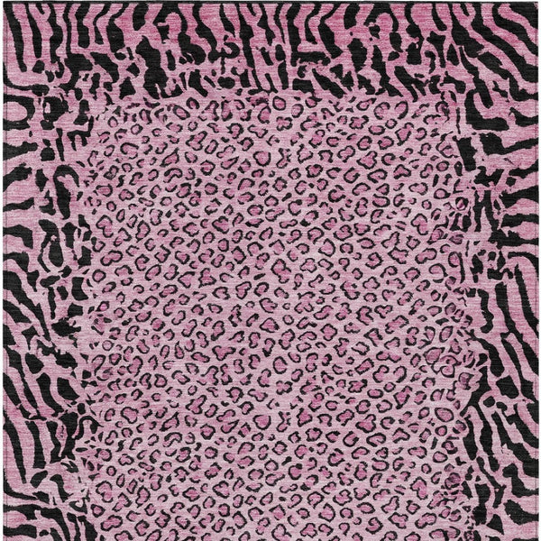 HomeRoots 5' Pink Animal Print Rug - Stylish Washable Indoor/Outdoor Area Rug for Modern Homes & Patios 10' X 14' 607661
