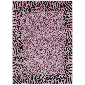 HomeRoots 5' Pink Animal Print Rug - Stylish Washable Indoor/Outdoor Area Rug for Modern Homes & Patios 10' X 14' 607661