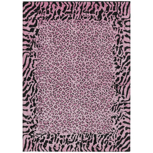 HomeRoots 5' Pink Animal Print Rug - Stylish Washable Indoor/Outdoor Area Rug for Modern Homes & Patios 10' X 14' 607661