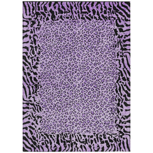 HomeRoots 5' Eye-Catching Purple Animal Print Area Rug - Durable, Washable, Indoor/Outdoor Versatility for Any Space 5' X 8' 607663