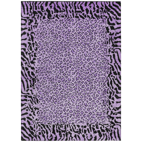HomeRoots 5' Eye-Catching Purple Animal Print Area Rug - Durable, Washable, Indoor/Outdoor Versatility for Any Space 5' X 8' 607663