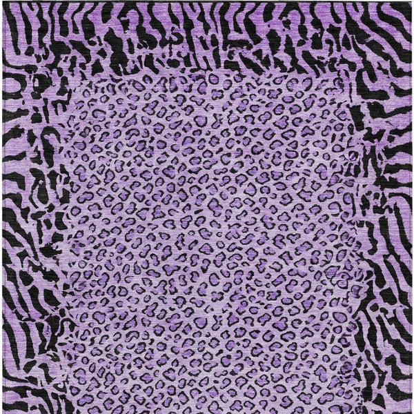 HomeRoots 5' Eye-Catching Purple Animal Print Area Rug - Durable, Washable, Indoor/Outdoor Versatility for Any Space 5' X 8' 607663