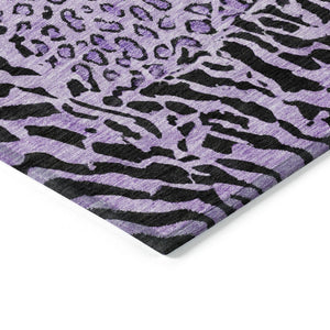 HomeRoots 5' Eye-Catching Purple Animal Print Area Rug - Durable, Washable, Indoor/Outdoor Versatility for Any Space 5' X 8' 607663