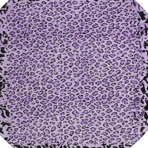 HomeRoots 5' Eye-Catching Purple Animal Print Area Rug - Durable, Washable, Indoor/Outdoor Versatility for Any Space 8' Round 607664