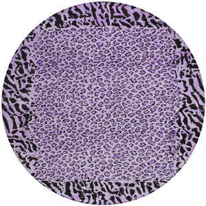 HomeRoots 5' Eye-Catching Purple Animal Print Area Rug - Durable, Washable, Indoor/Outdoor Versatility for Any Space 8' Round 607664