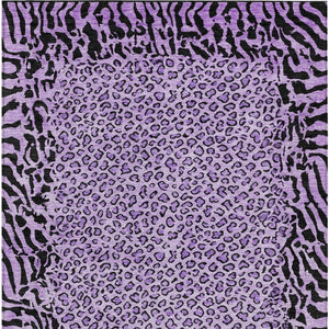 HomeRoots 5' Eye-Catching Purple Animal Print Area Rug - Durable, Washable, Indoor/Outdoor Versatility for Any Space 8' X 10' 607665