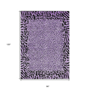 HomeRoots 5' Eye-Catching Purple Animal Print Area Rug - Durable, Washable, Indoor/Outdoor Versatility for Any Space 8' X 10' 607665